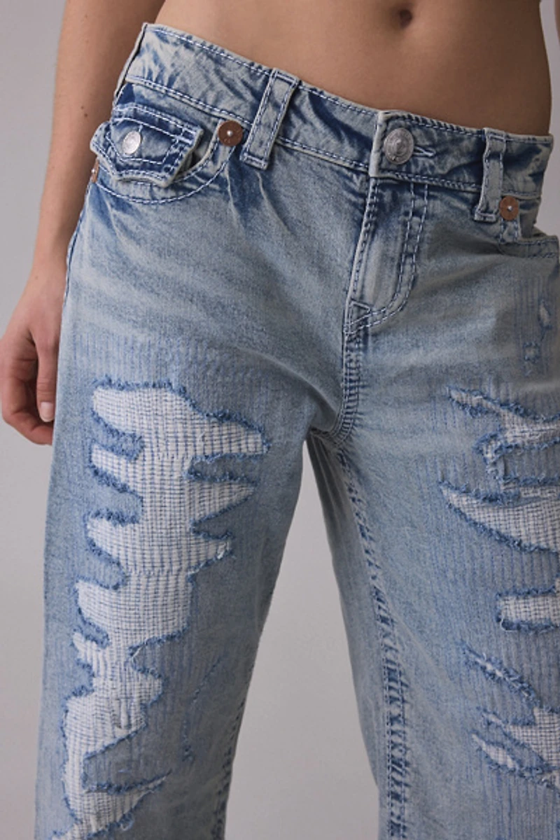 True Religion Bobbi Destroyed Big T Flap Low-Rise Baggy Jean