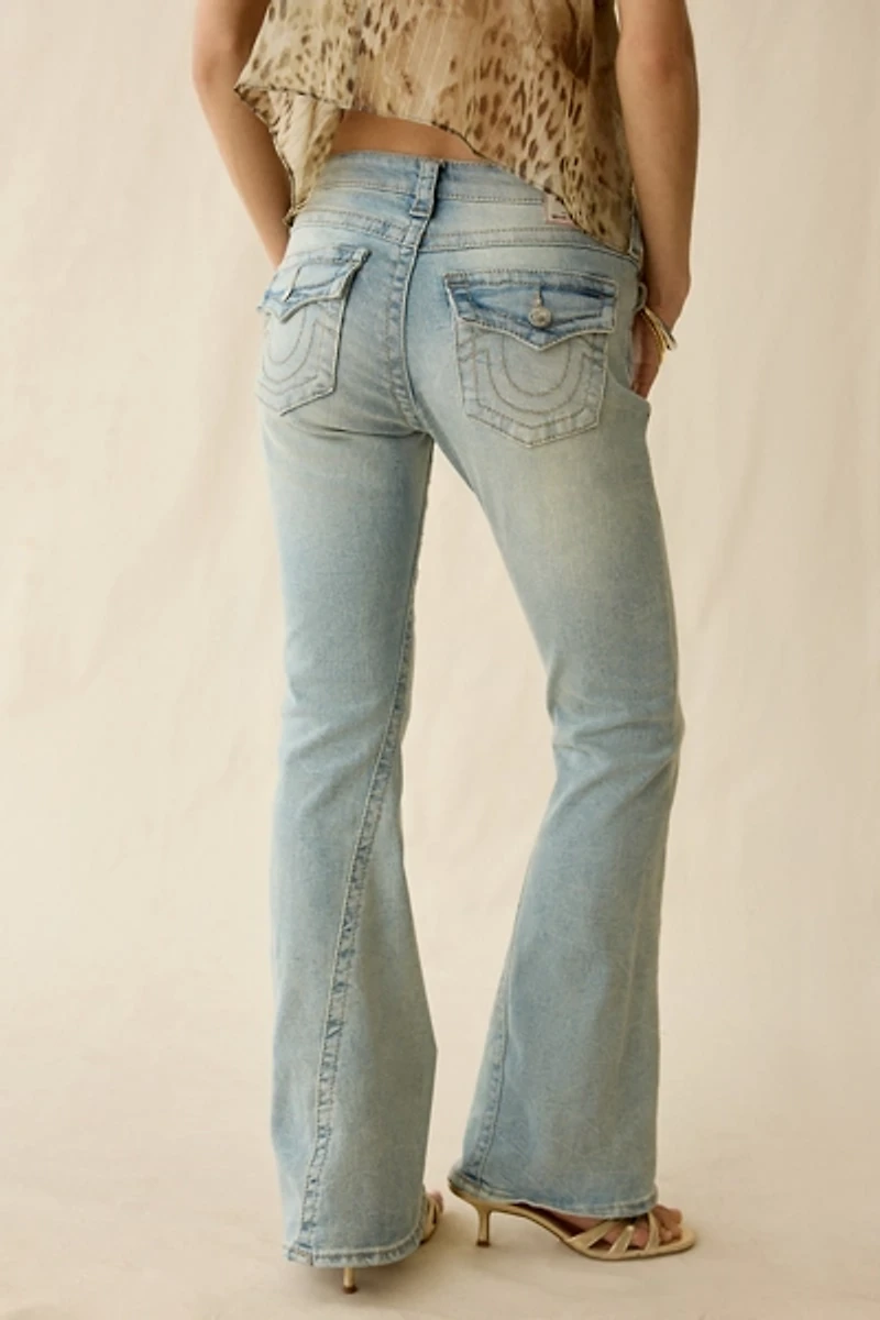 True Religion Joey Twisted Seam Super T Flap Low-Rise Flare Jean
