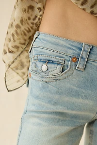 True Religion Joey Twisted Seam Super T Flap Low-Rise Flare Jean