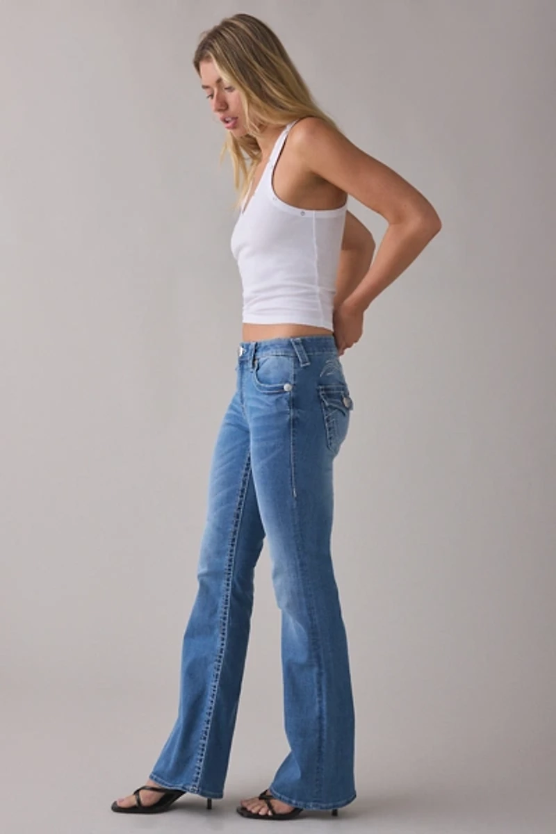 True Religion Becca Tattoo Big T Flap Mid-Rise Bootcut Jeans