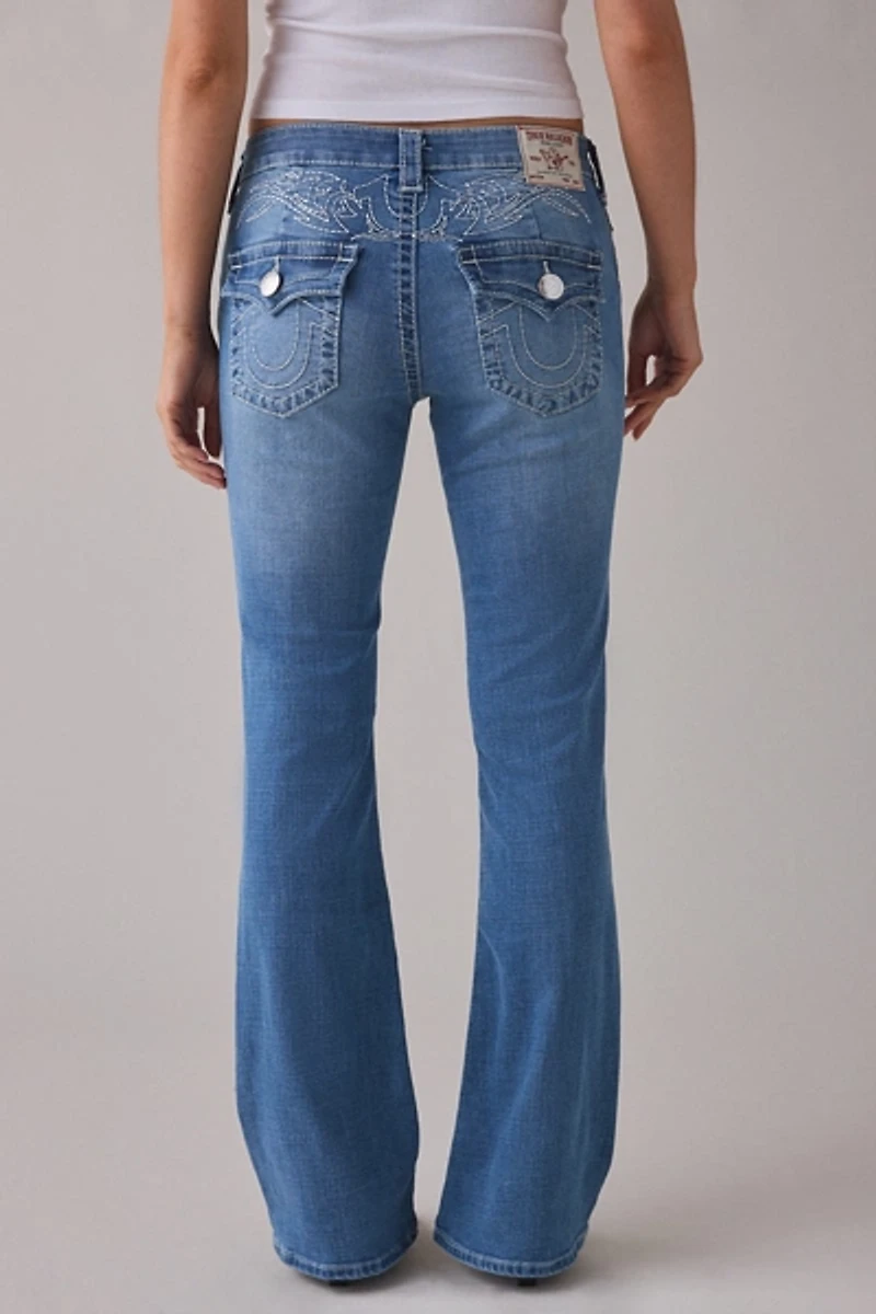 True Religion Becca Tattoo Big T Flap Mid-Rise Bootcut Jeans