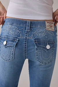 True Religion Becca Tattoo Big T Flap Mid-Rise Bootcut Jeans