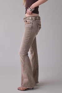 True Religion Joey Belted Big T Low-Rise Flare Jeans