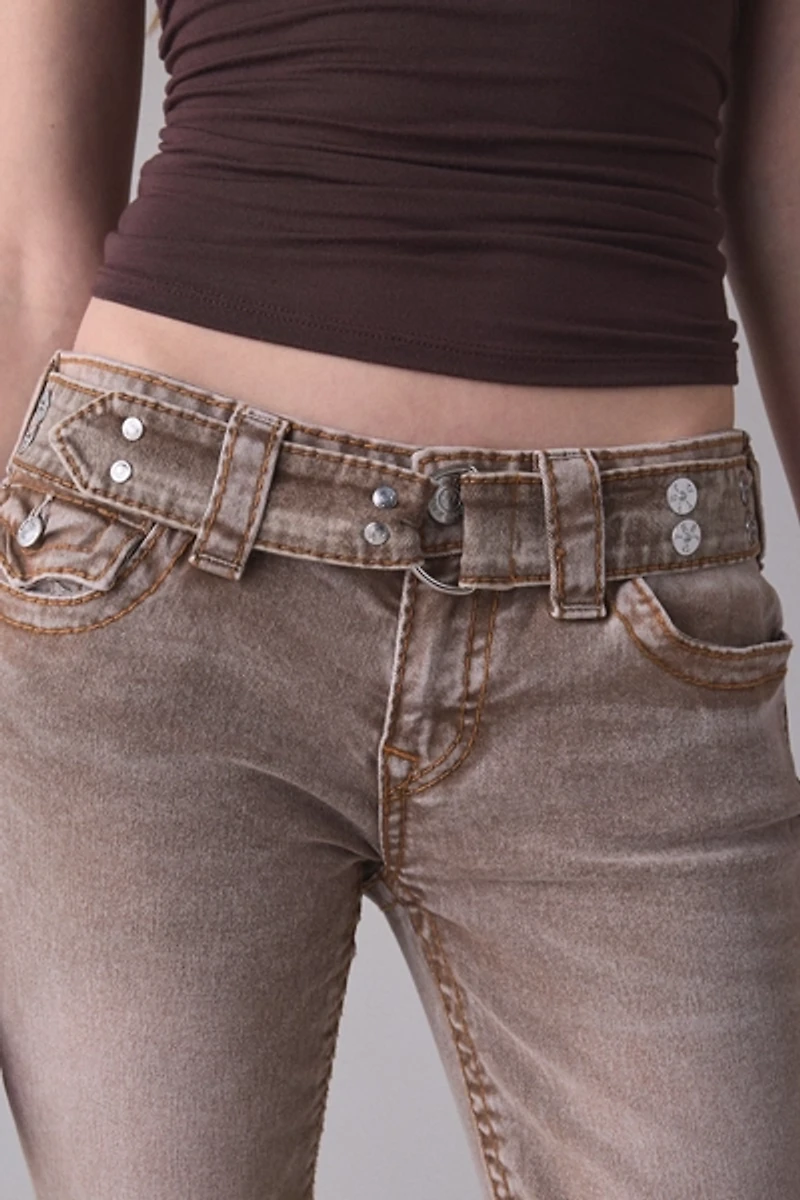True Religion Joey Belted Big T Low-Rise Flare Jeans