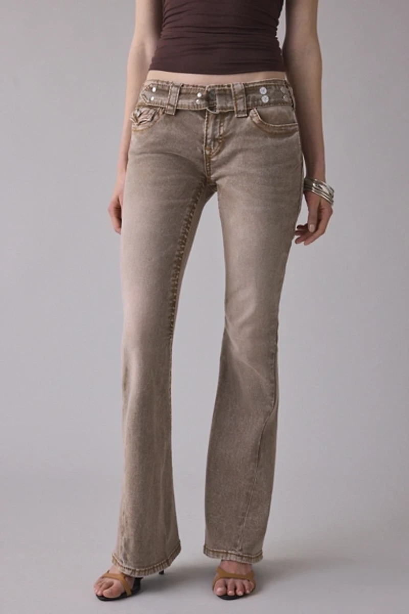 True Religion Joey Belted Big T Low-Rise Flare Jeans