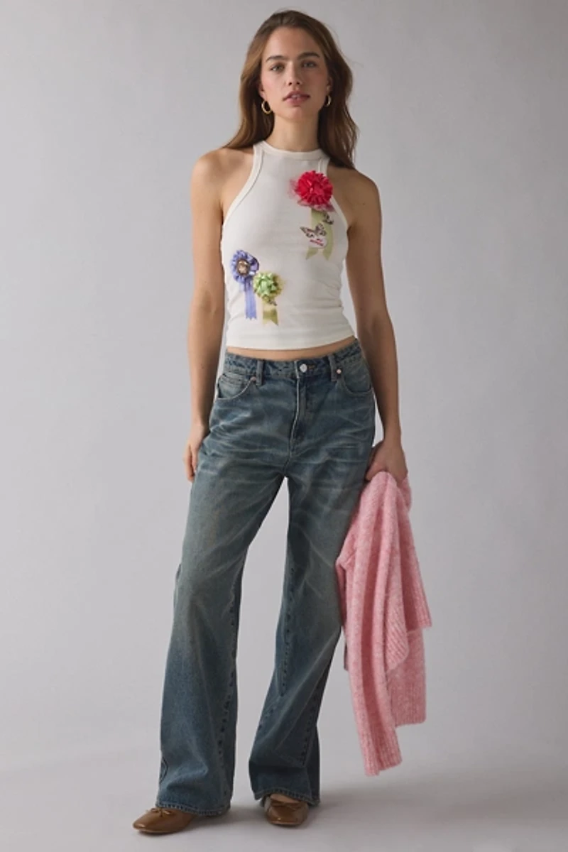 Kimchi Blue Kidult Ribbon Applique Graphic Off-Duty High Neck Tank Top