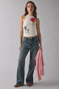 Kimchi Blue Kidult Ribbon Applique Graphic Off-Duty High Neck Tank Top