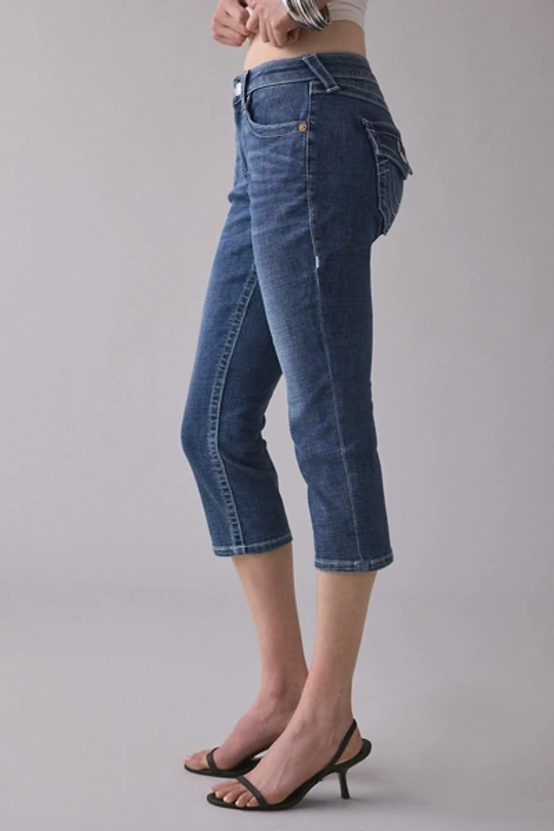 True Religion Jennie Flap Mid-Rise Skinny Capri Jeans