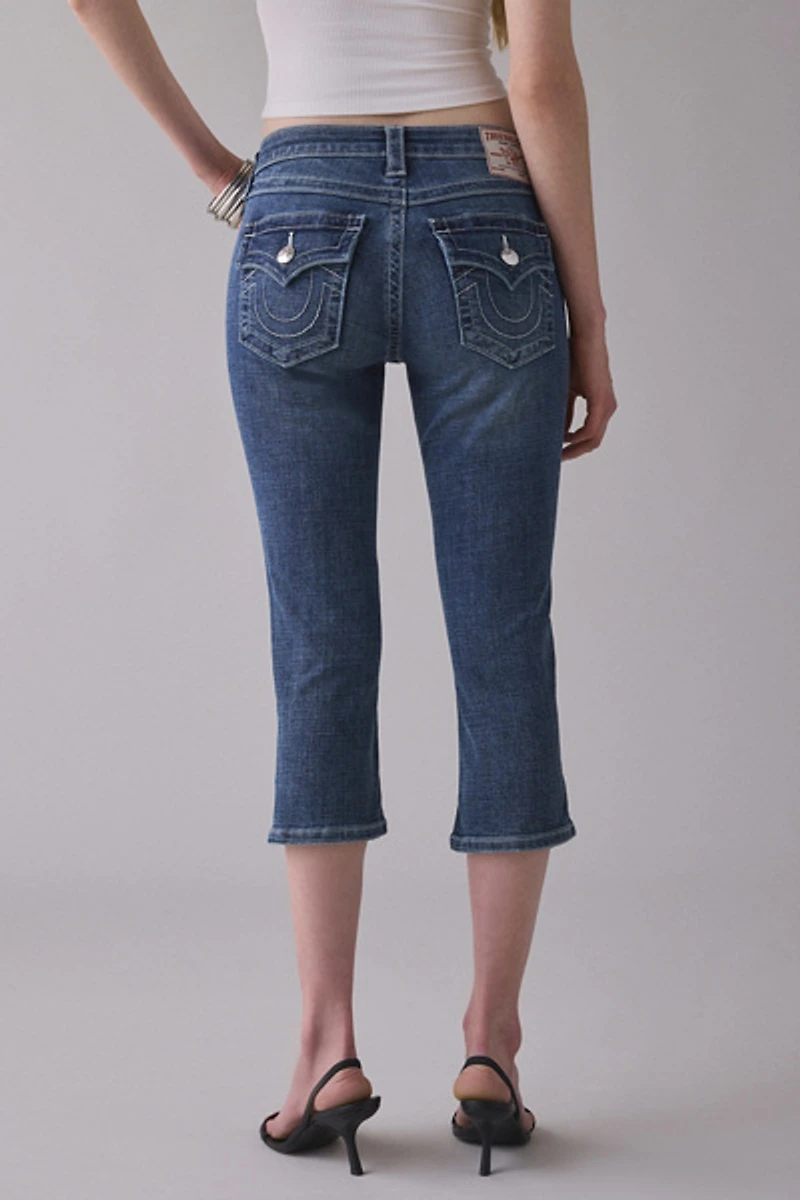True Religion Jennie Flap Mid-Rise Skinny Capri Jeans