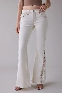 True Religion Crochet Flap Mid-Rise Flare Jeans