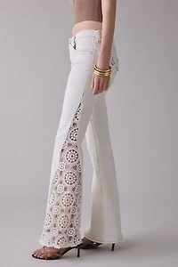 True Religion Crochet Flap Mid-Rise Flare Jeans