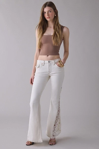 True Religion Crochet Flap Mid-Rise Flare Jeans