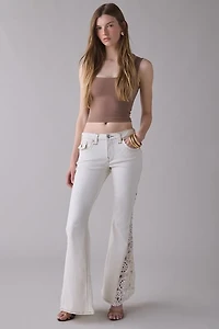 True Religion Crochet Flap Mid-Rise Flare Jeans