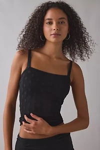 ReMADE By UO Remnants Polka Dot Mesh Cropped Cami
