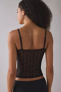 ReMADE By UO Remnants Polka Dot Mesh Cropped Cami