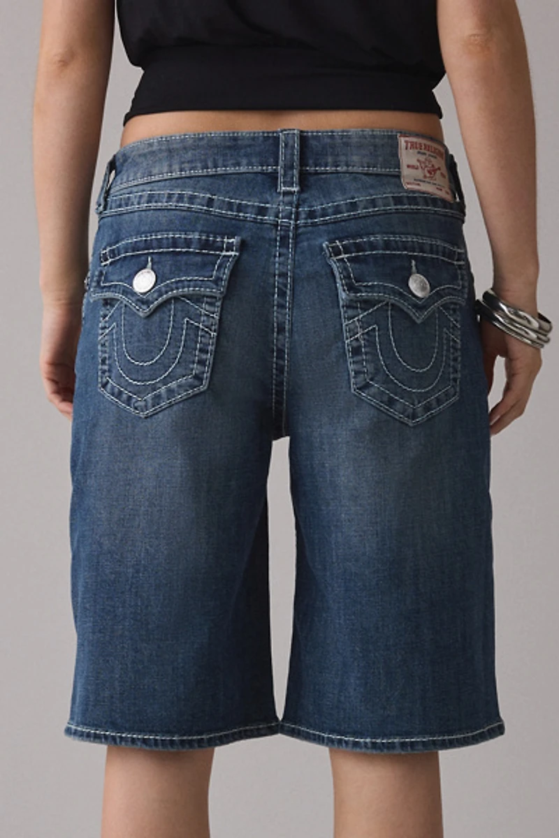 True Religion Big T Flap Baggy Denim Jort