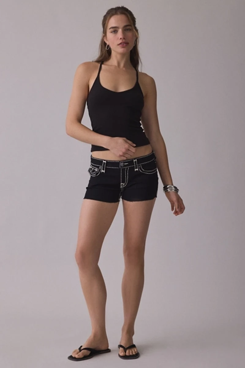 True Religion Joey Super T Flap Low-Rise Denim Shorts