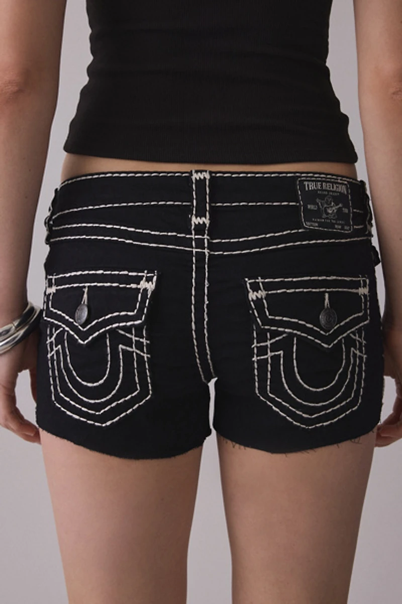 True Religion Joey Super T Flap Low-Rise Denim Shorts