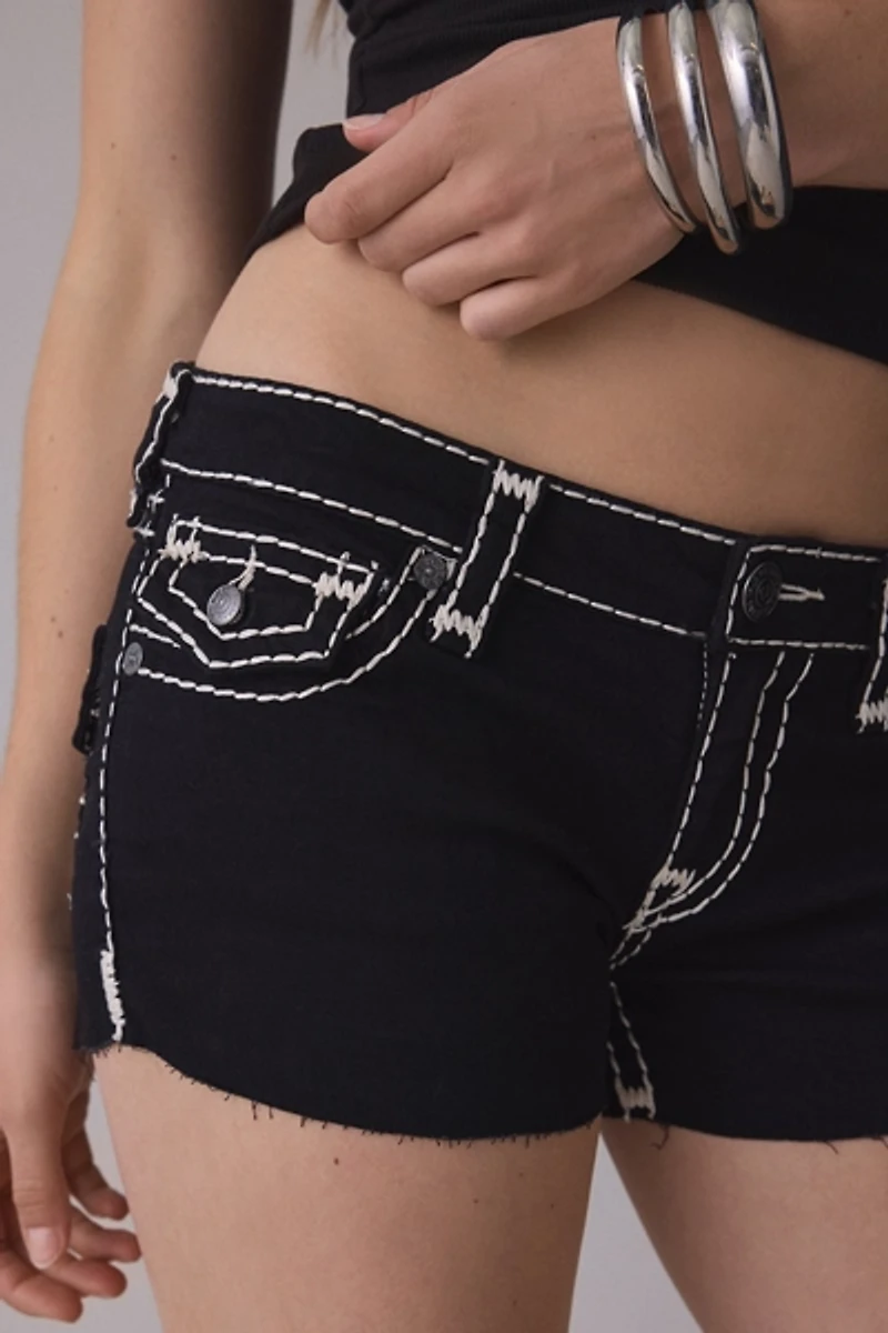 True Religion Joey Super T Flap Low-Rise Denim Shorts