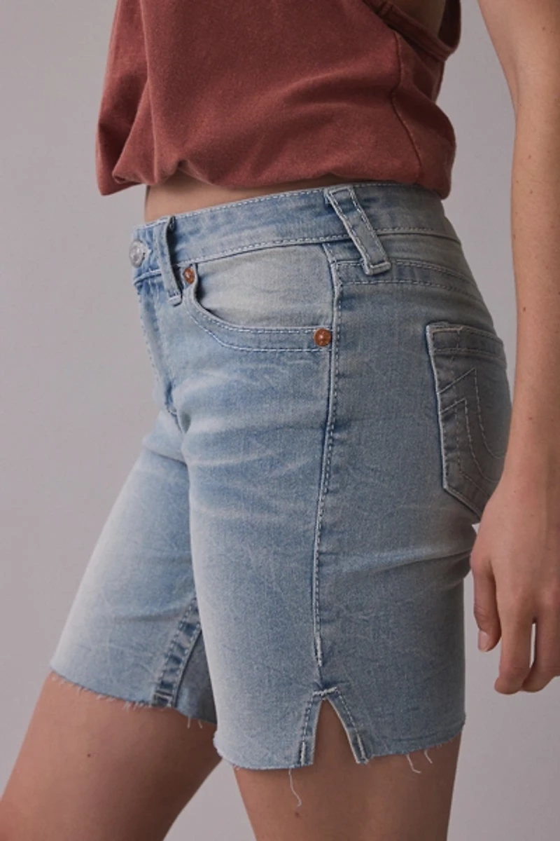 True Religion Miya Mid-Rise Denim Bermuda Shorts