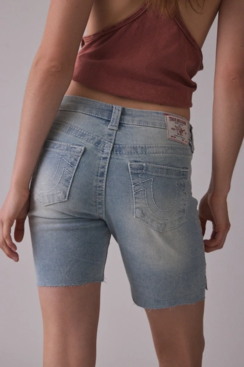 True Religion Miya Mid-Rise Denim Bermuda Shorts