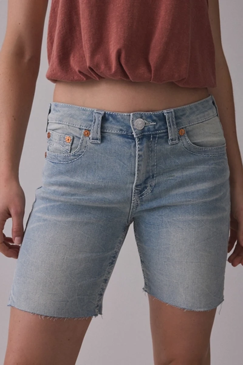 True Religion Miya Mid-Rise Denim Bermuda Shorts