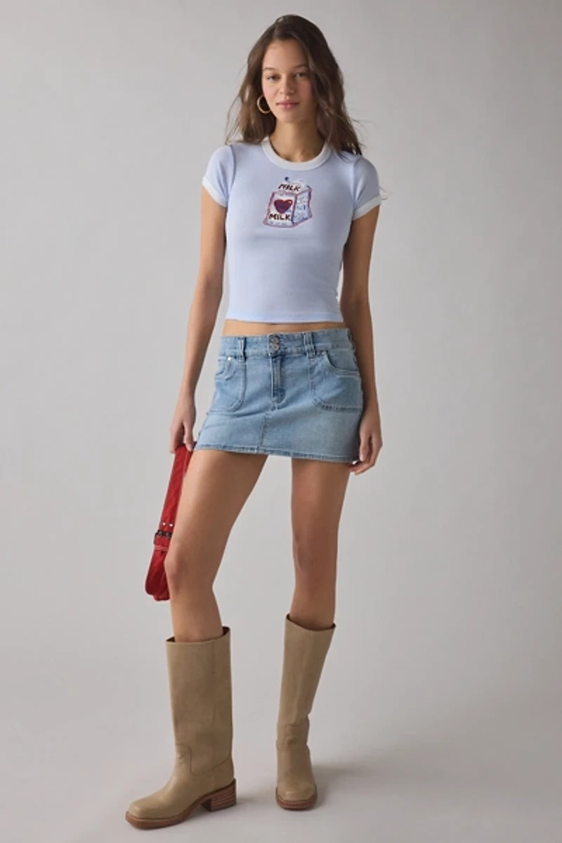 BDG Too Perfect Milk Graphic Ringer Baby Tee