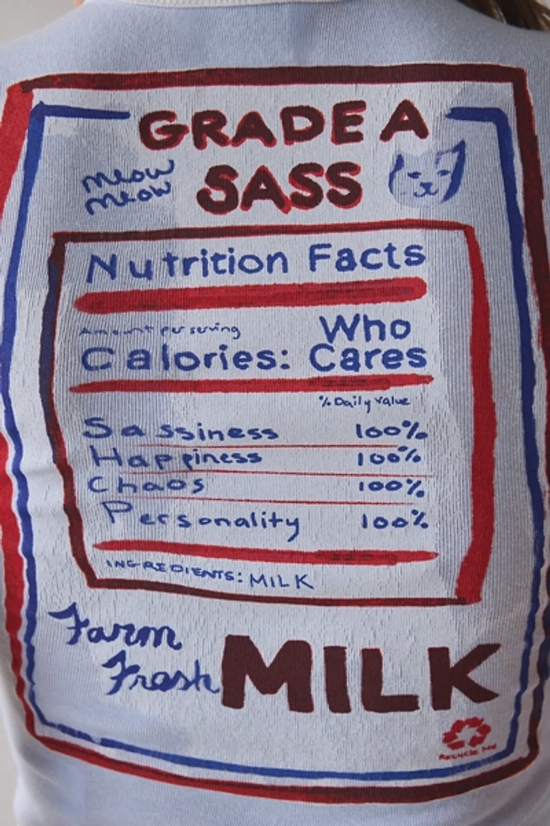 BDG Too Perfect Milk Graphic Ringer Baby Tee