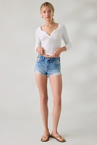 True Religion Dolphin Hem High-Rise Denim Shorts