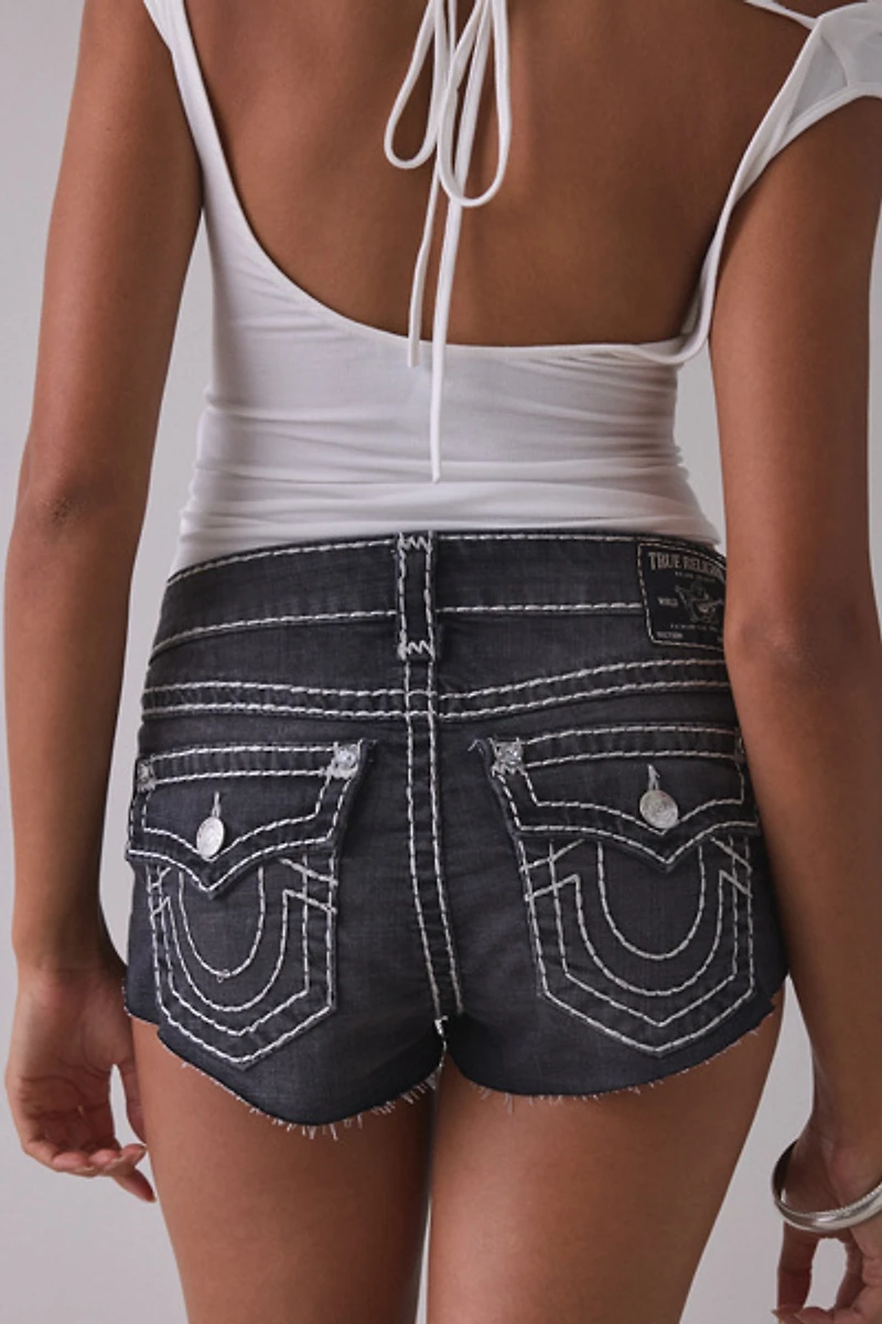 True Religion Spicy Flap Low-Rise Denim Micro Shorts