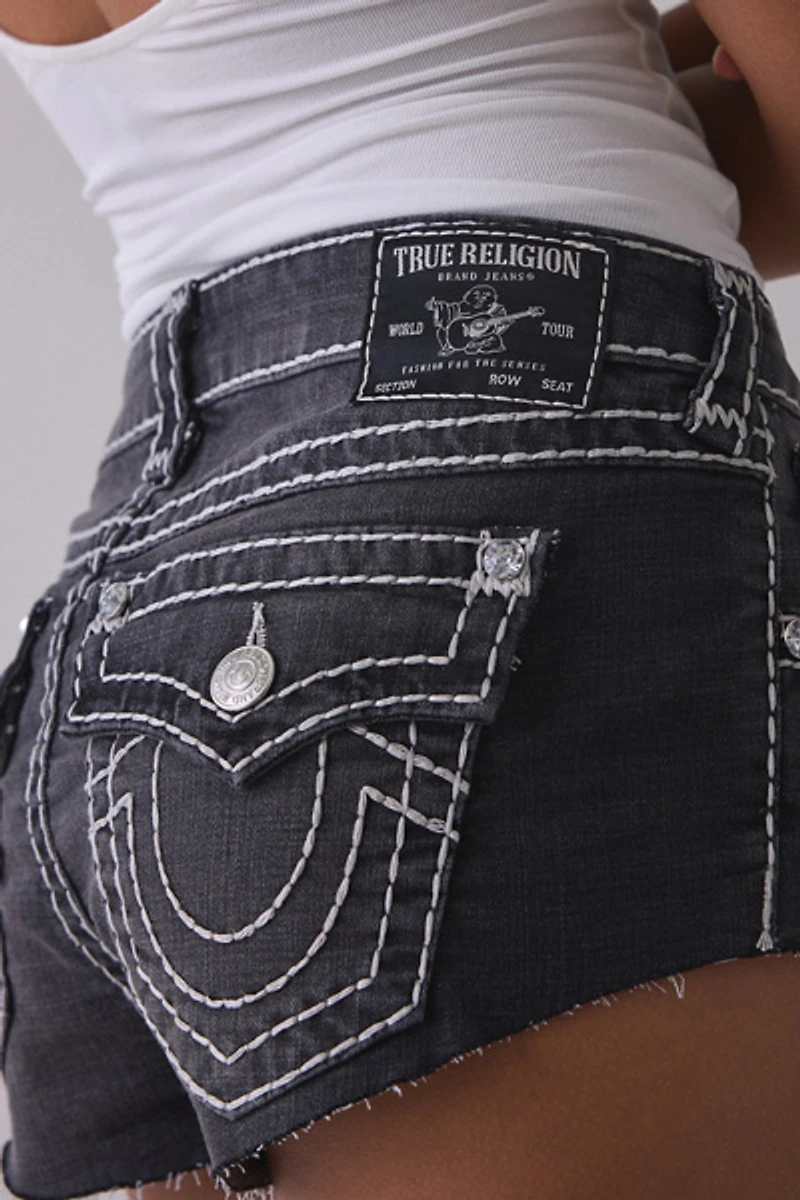 True Religion Spicy Flap Low-Rise Denim Micro Shorts