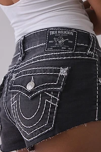 True Religion Spicy Flap Low-Rise Denim Micro Shorts