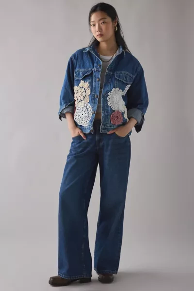 ReMADE By UO Handmade Crochet Patched Denim Jacket