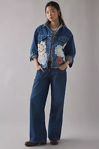 ReMADE By UO Handmade Crochet Patched Denim Jacket