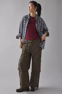 ReMADE By UO Baby Patched Graphic Oversized Flannel Shirt