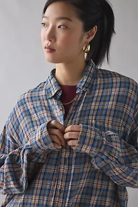 ReMADE By UO Baby Patched Graphic Oversized Flannel Shirt