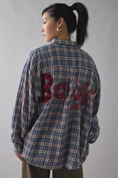 ReMADE By UO Baby Patched Graphic Oversized Flannel Shirt