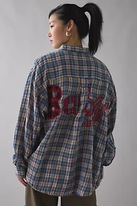 ReMADE By UO Baby Patched Graphic Oversized Flannel Shirt