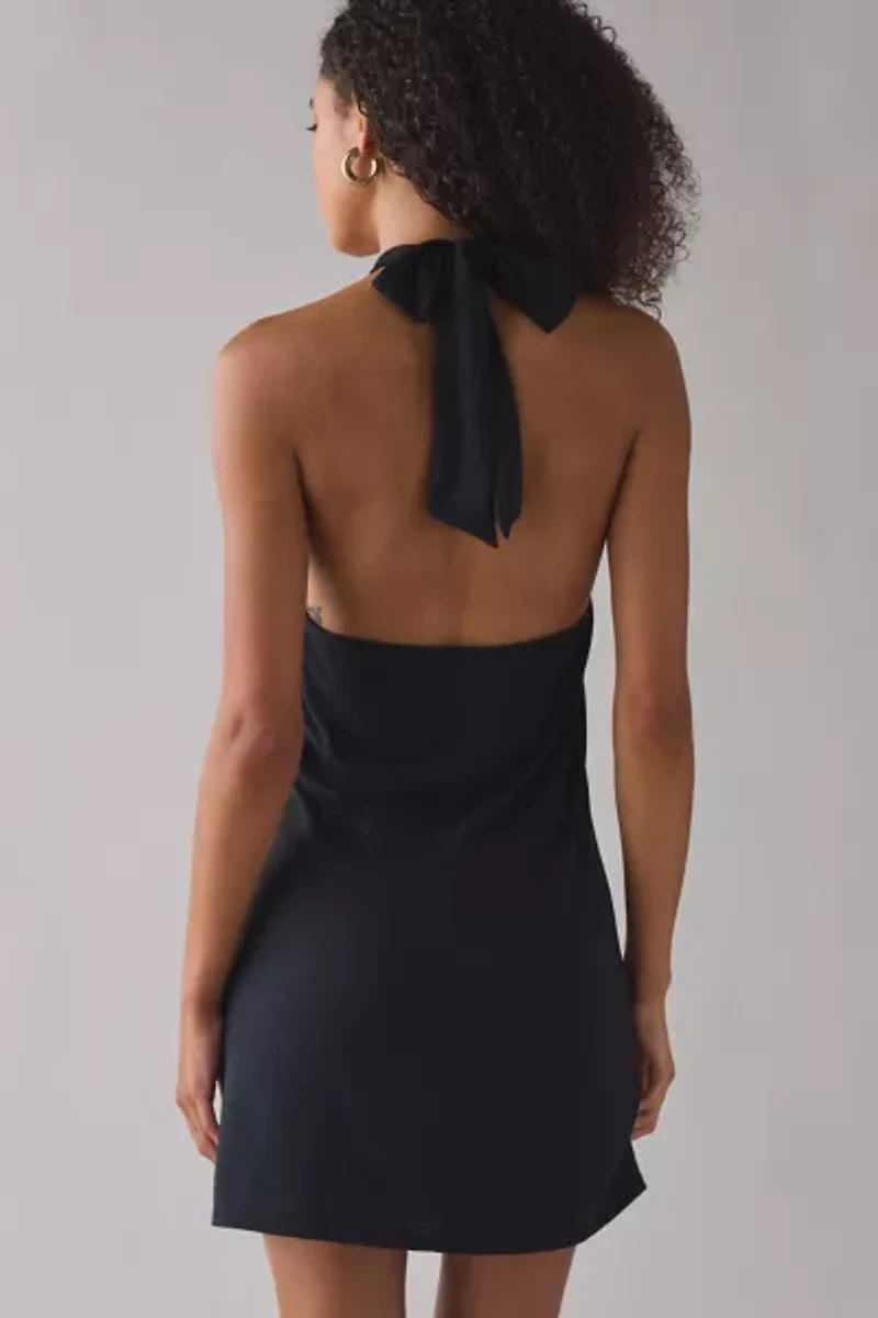 ReMADE By UO Remnants Mesh Knotted Halter Mini Dress