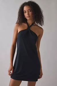 ReMADE By UO Remnants Mesh Knotted Halter Mini Dress