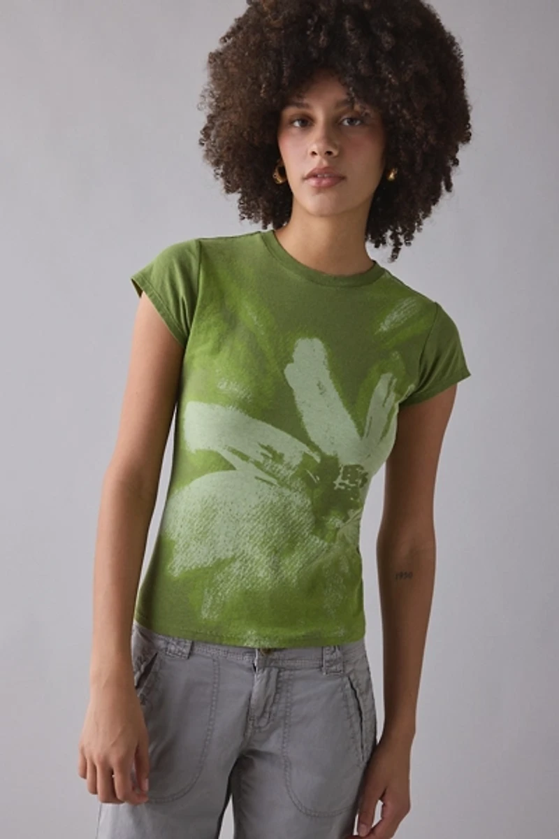 BDG Watercolor Flower Graphic Short Sleeve Spill The Tee