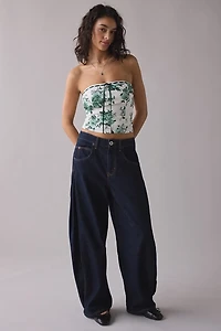 Kimchi Blue Delphine Lace + Ribbon Trim Crop Tube Top