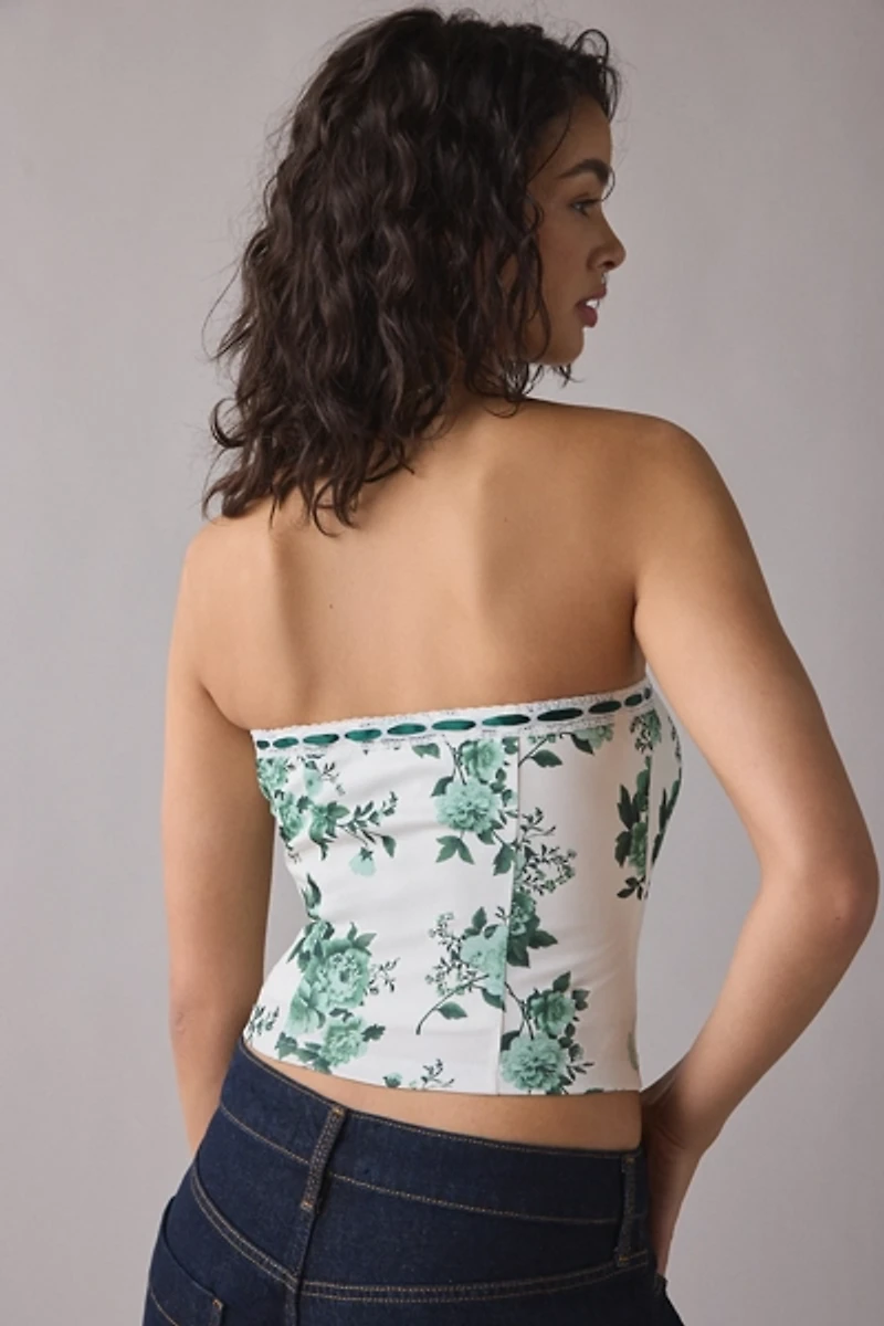 Kimchi Blue Delphine Lace + Ribbon Trim Crop Tube Top