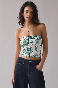 Kimchi Blue Delphine Lace + Ribbon Trim Crop Tube Top