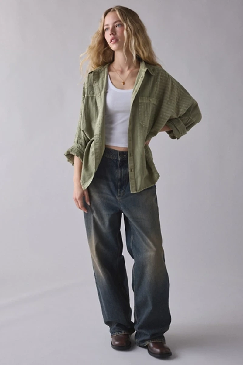 BDG Alex Oversized Cotton Button-Down Shirt