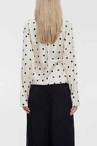 Lioness Mariah Long Sleeve Asymmetric Tie-Front Satin Top