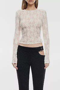 Lioness Poppy Sheer Lace Long Sleeve Top