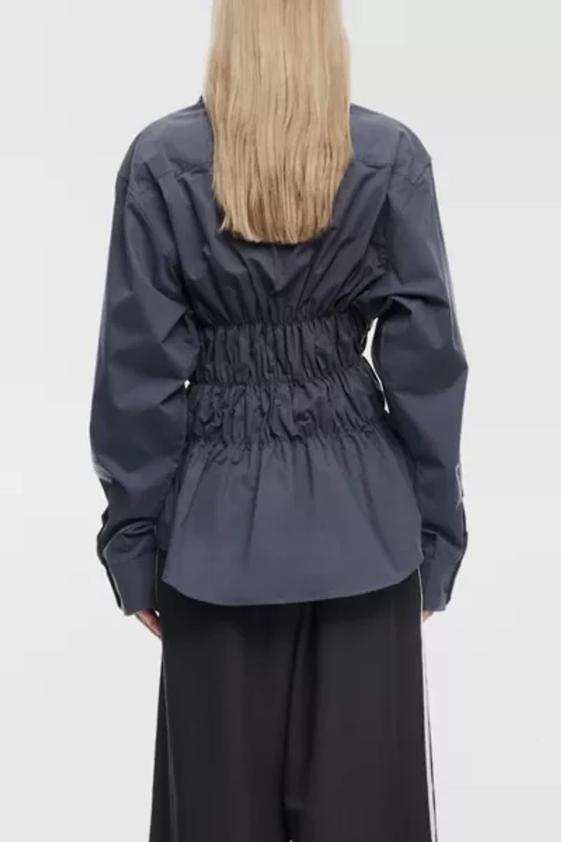 Lioness Chloe Ruched Long Sleeve Button-Down Shirt