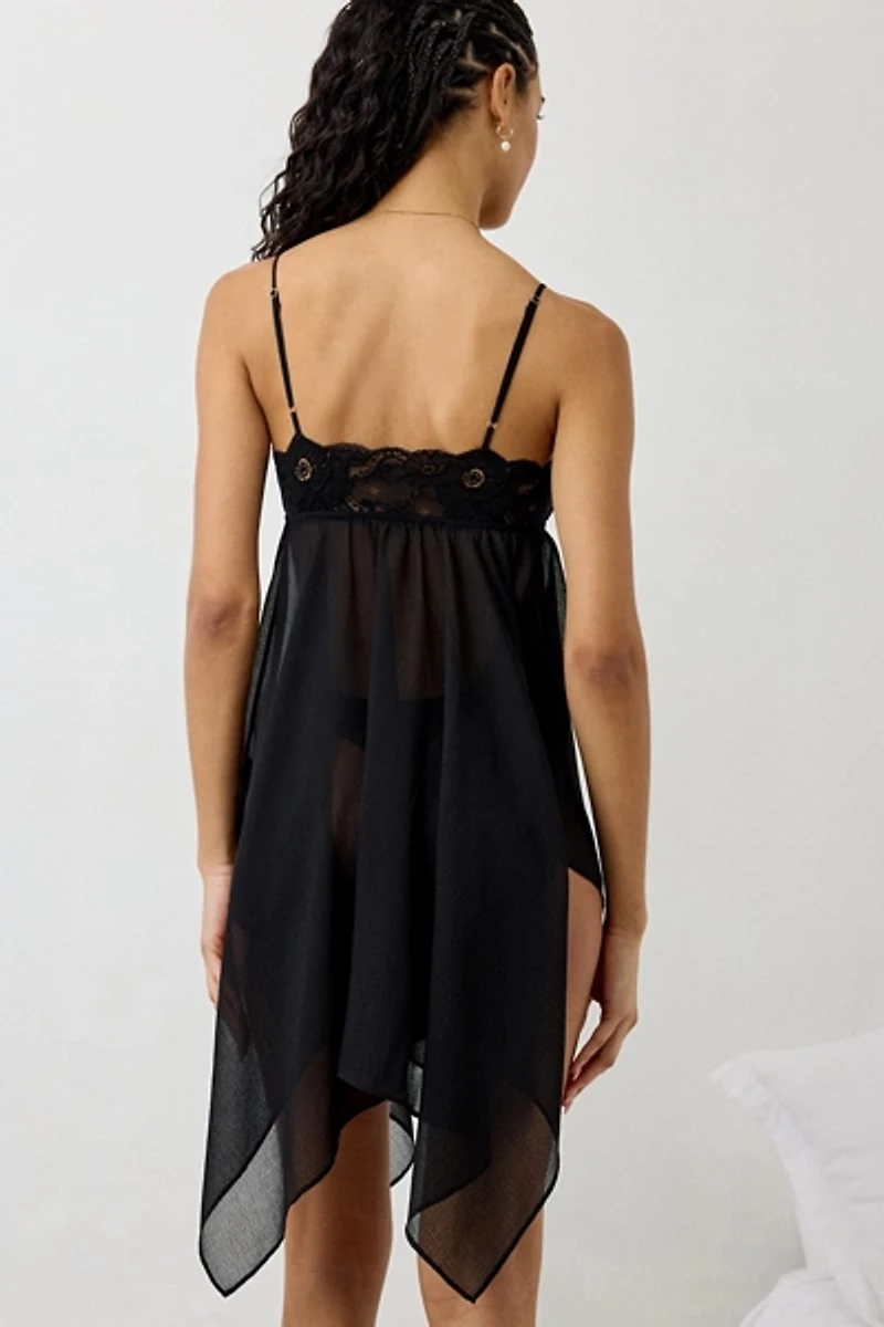 Out From Under Lost Time Sheer Asymmetric Hanky Hem Slip