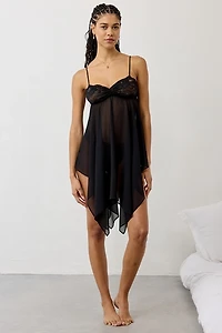 Out From Under Lost Time Sheer Asymmetric Hanky Hem Slip